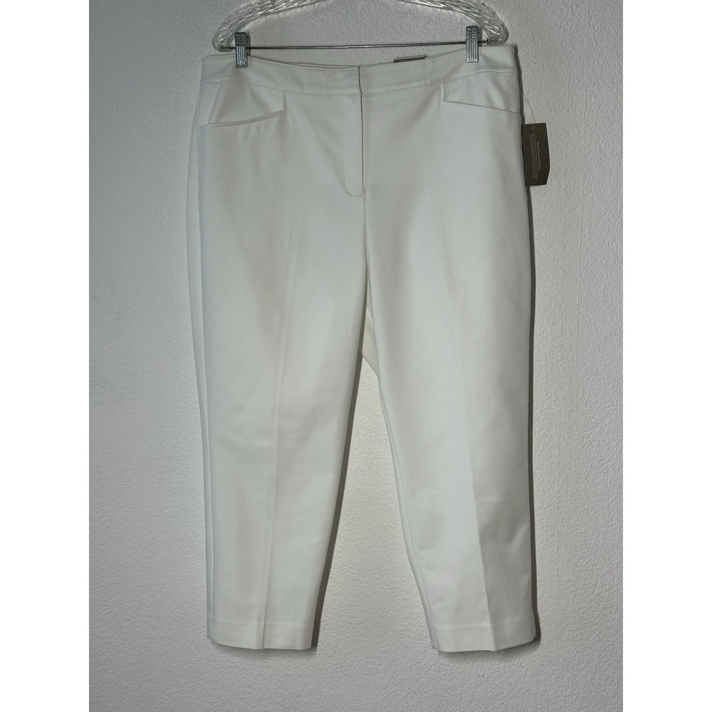 New Chicos 2.5‎ Fabulously Slimming Optic White Crop Pants Womens Size 14  38x24